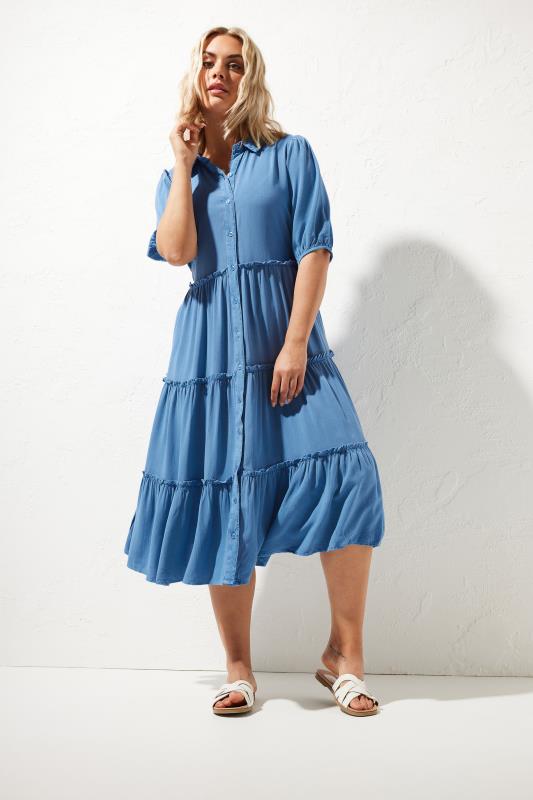 YOURS Curve Blue Midaxi Denim Chambray Shirt Dress 5 YOURS Curve Blue Midaxi Denim Chambray Shirt Dress