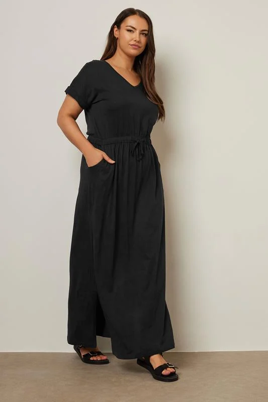 YOURS Curve Black Tie Detail Maxi Dress 3 YOURS Curve Black Tie Detail Maxi Dress