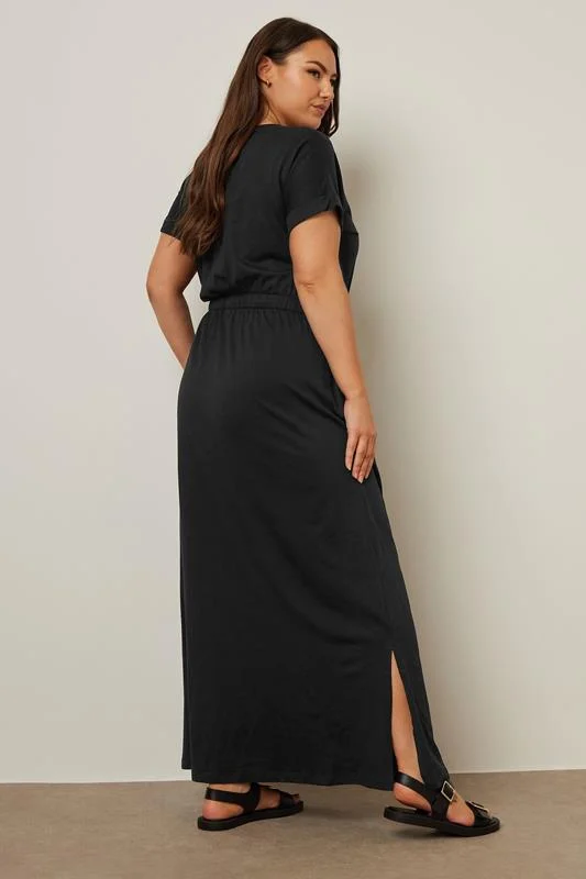 YOURS Curve Black Tie Detail Maxi Dress 4 YOURS Curve Black Tie Detail Maxi Dress