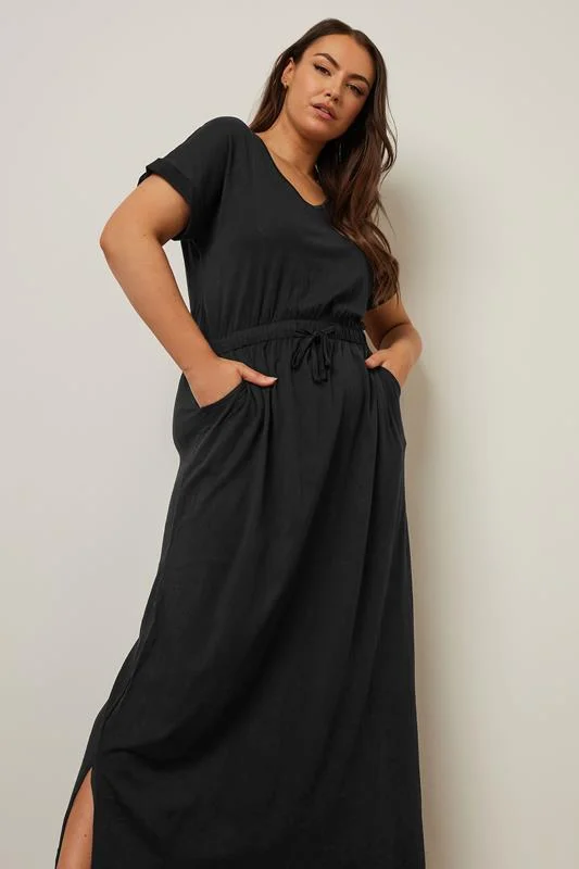 YOURS Curve Black Tie Detail Maxi Dress 5 YOURS Curve Black Tie Detail Maxi Dress
