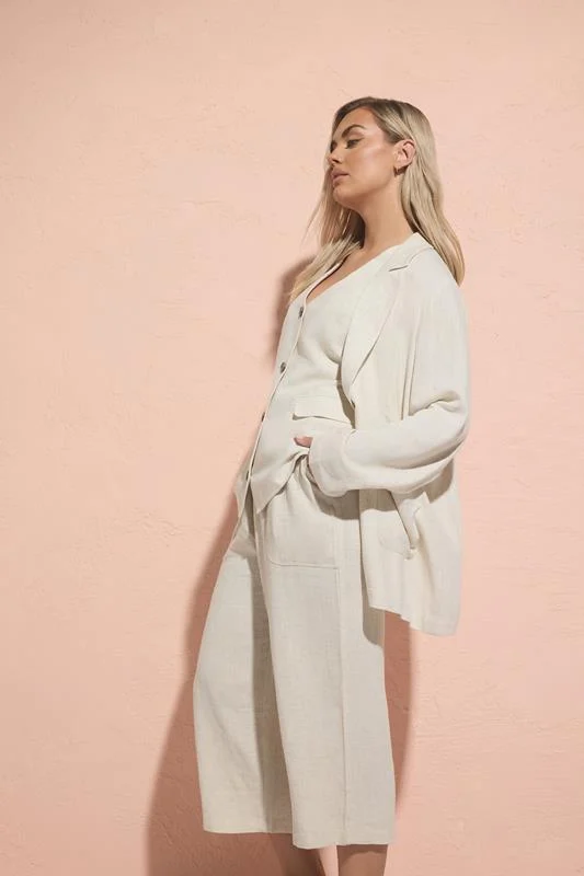 YOURS Curve Natural Brown Relaxed Linen Blazer