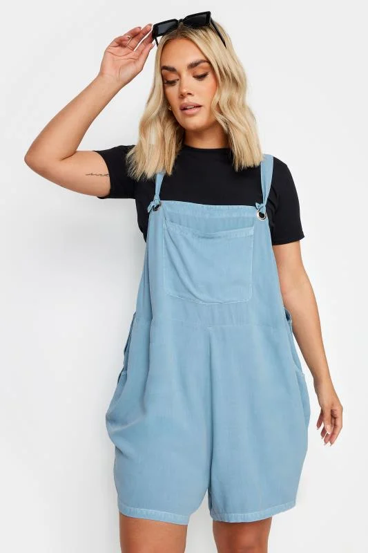 YOURS Curve Blue Chambray Dungarees
