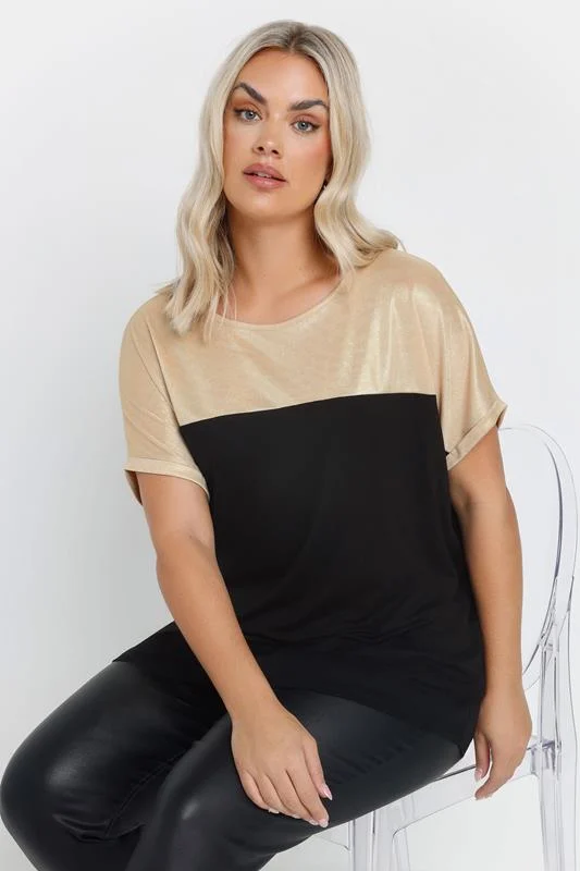 YOURS Curve Black Colour Block Foil Panel Top