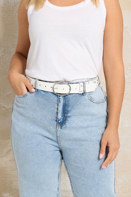 White Star Studded Diamante Belt