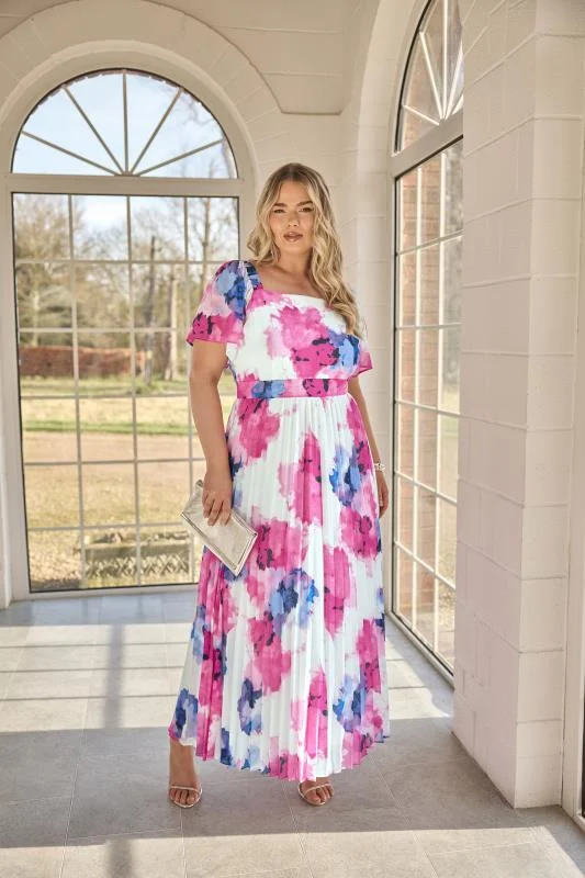 YOURS LONDON Curve White Abstract Print Maxi Dress