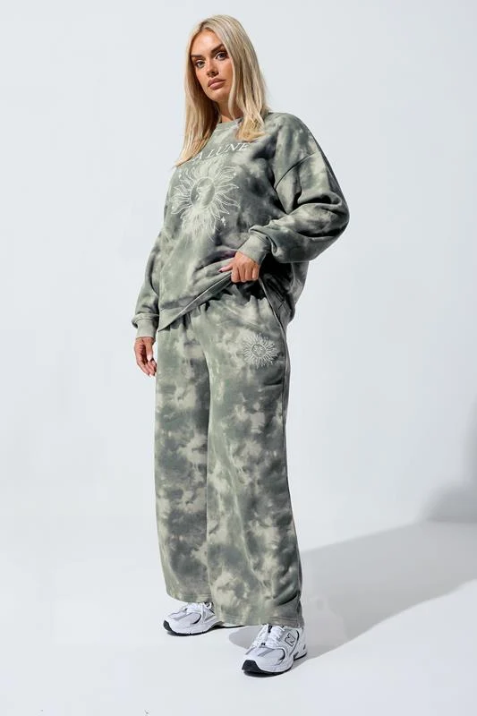 LIMITED COLLECTION Curve Grey Graphic Tie Dye Joggers