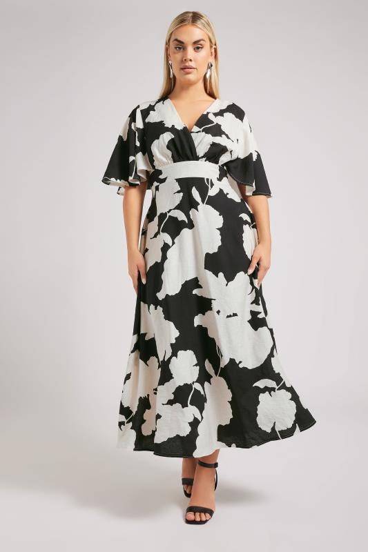 YOURS LONDON Curve Black Floral Print Linen Look Wrap Midaxi Dress 4 YOURS LONDON Curve Black Floral Print Linen Look Wrap Midaxi Dress
