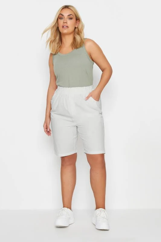 YOURS Curve Ivory White Cool Cotton Shorts