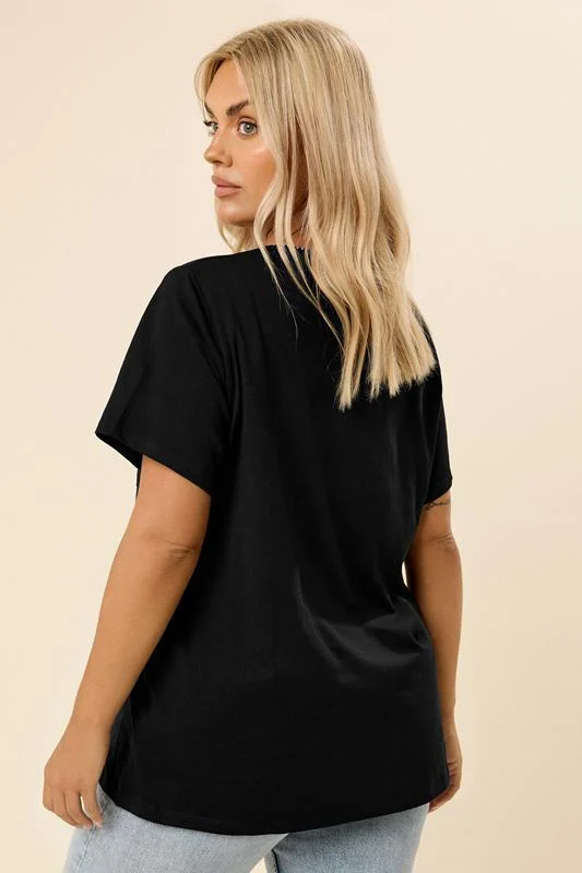 YOURS Curve Black Contrast Stitch Pocket Heavyweight T-Shirt 4 YOURS Curve Black Contrast Stitch Pocket Heavyweight T-Shirt