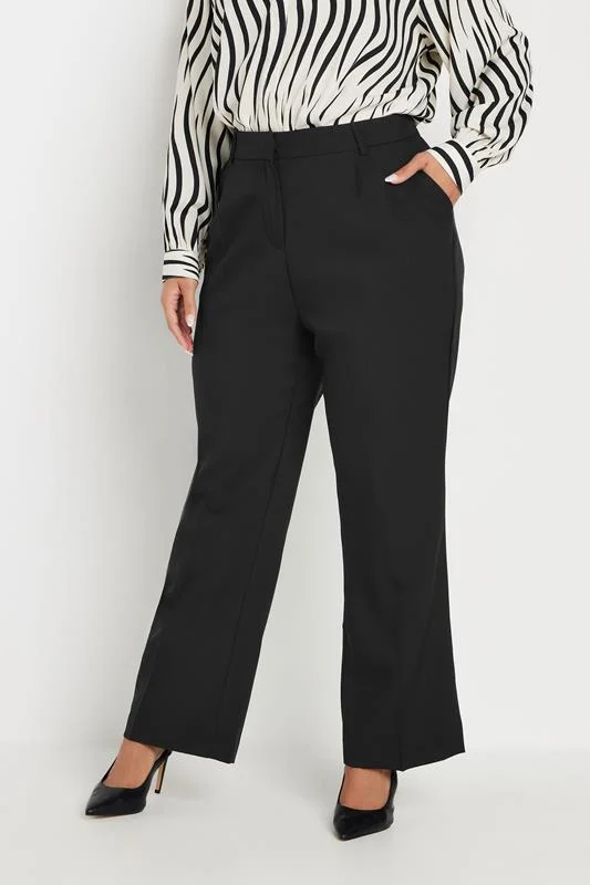 YOURS Curve Black Pleat Front Bootcut Trousers