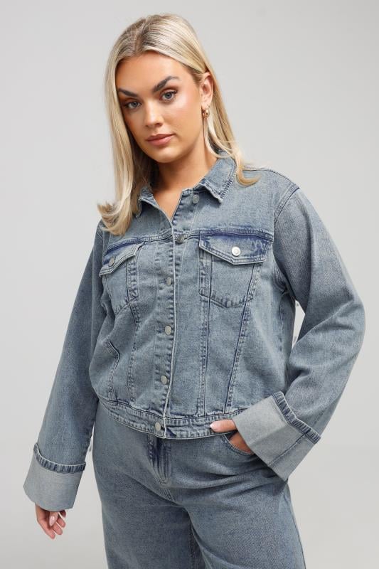 LIMITED COLLECTION Curve Blue Washed Turn Up Denim Jacket