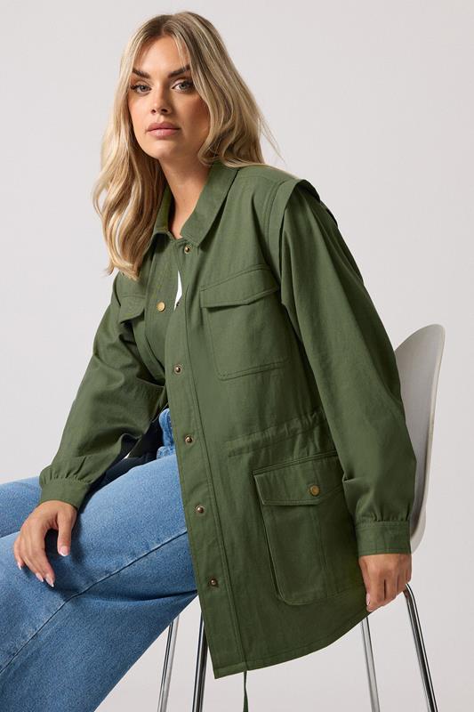 YOURS Curve Khaki Green Carpenter Jacket
