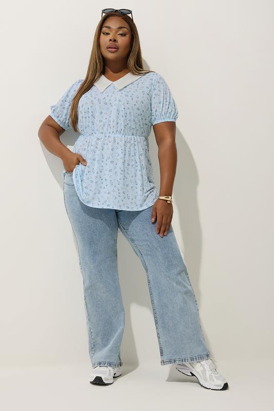 LIMITED COLLECTION Curve Blue Ditsy Floral Collared Top 4 LIMITED COLLECTION Curve Blue Ditsy Floral Collared Top