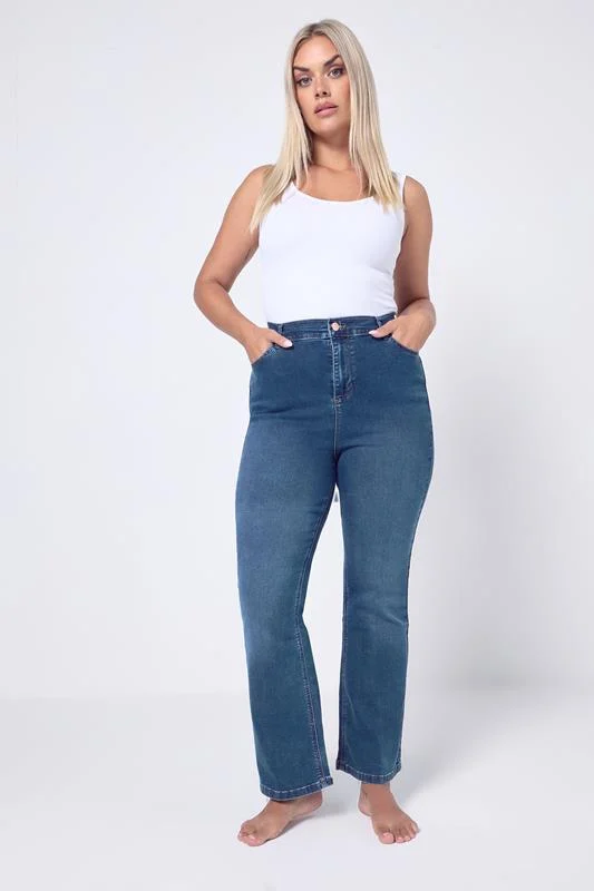 YOURS Curve Mid Blue Bootcut Stretch ISLA Jeans