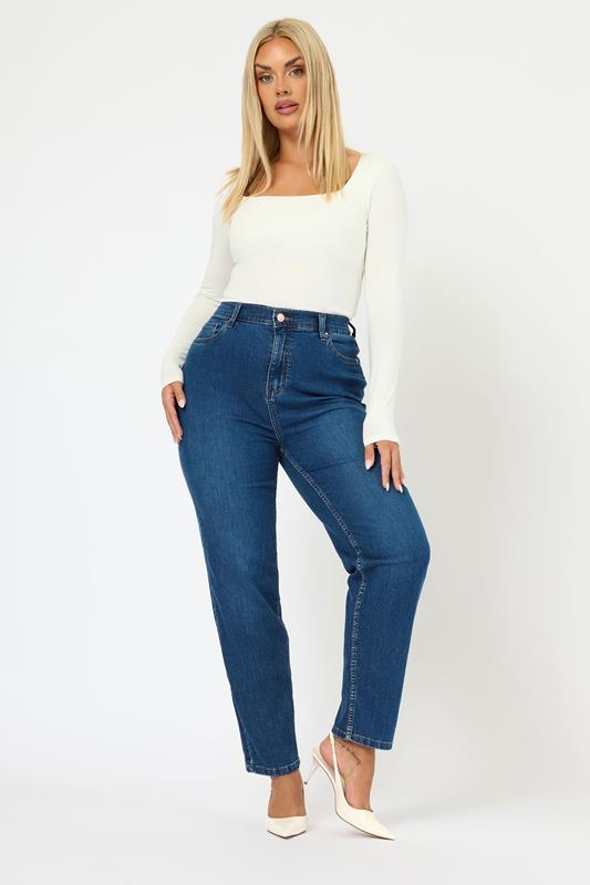 YOURS Curve Mid Blue Straight Leg RUBY Jeans