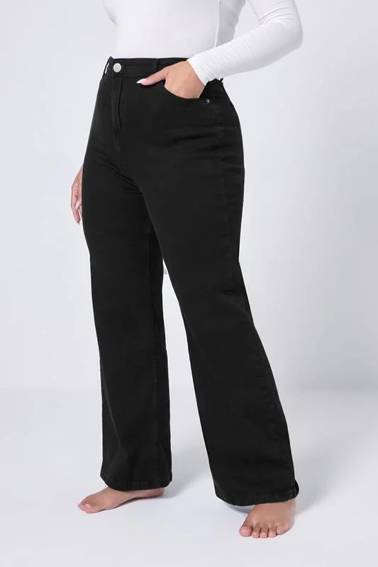 YOURS Curve Black Wide Leg Denim Jeans