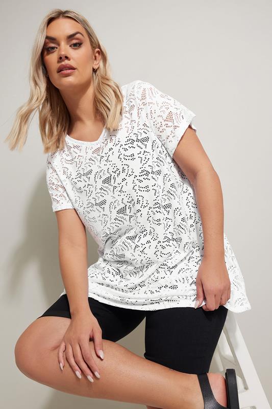 YOURS Curve White Broderie Anglaise Top