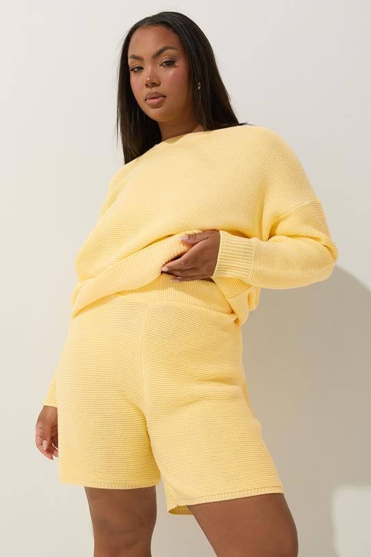 LIMITED COLLECTION Curve Butter Yellow Knitted Shorts