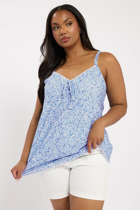 YOURS Curve Blue Floral Lace Cami Top
