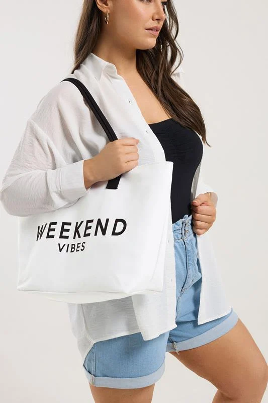 White'Weekend Vibes' Tote Bag 5 White'Weekend Vibes' Tote Bag