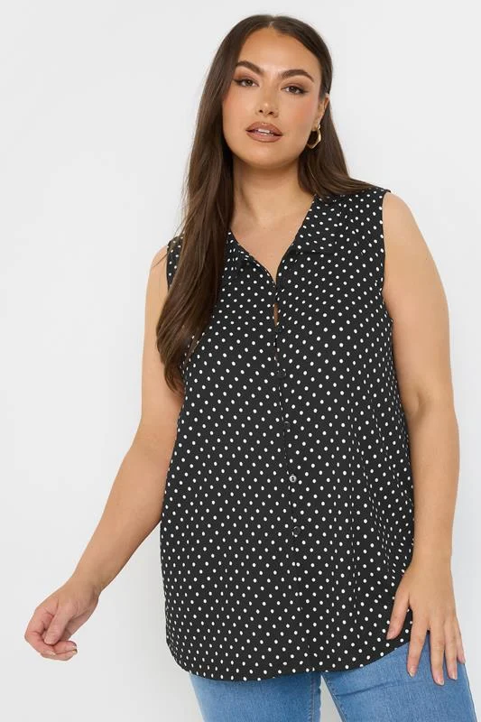 YOURS Curve Black Dot Print Sleeveless Shirt