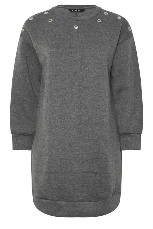 YOURS Curve Grey Eyelet Sweatshirt Dress