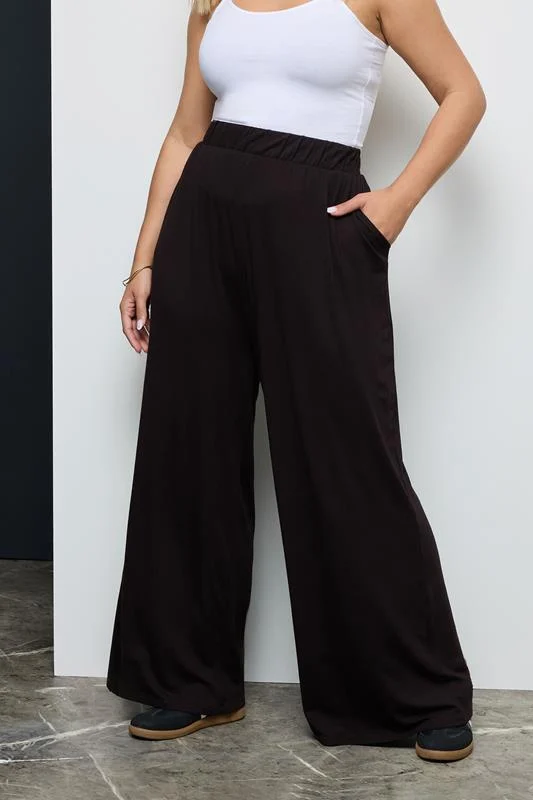 YOURS Curve Black Wide Leg Stretch Trousers