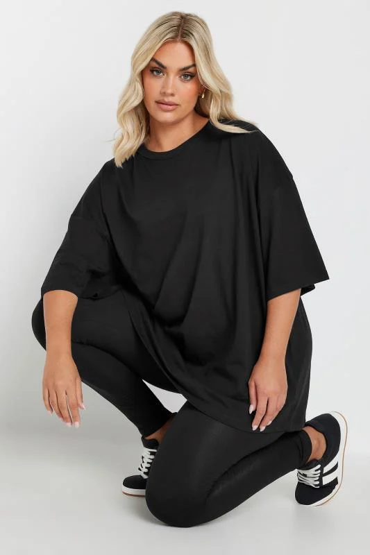 YOURS Curve Black Oversized T-Shirt
