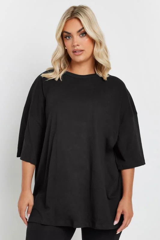 YOURS Curve Black Oversized T-Shirt 3 YOURS Curve Black Oversized T-Shirt