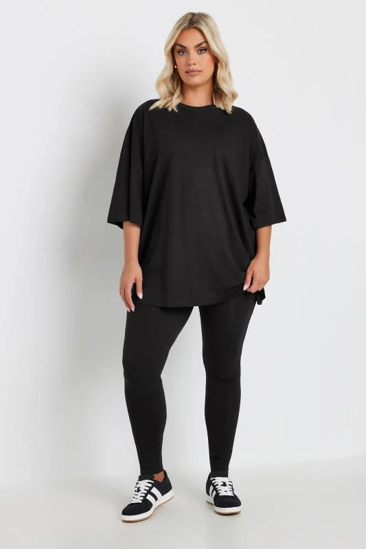 YOURS Curve Black Oversized T-Shirt 4 YOURS Curve Black Oversized T-Shirt