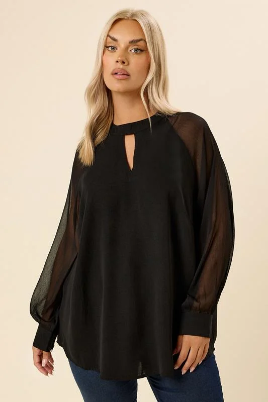 YOURS Curve Black Keyhole Blouse