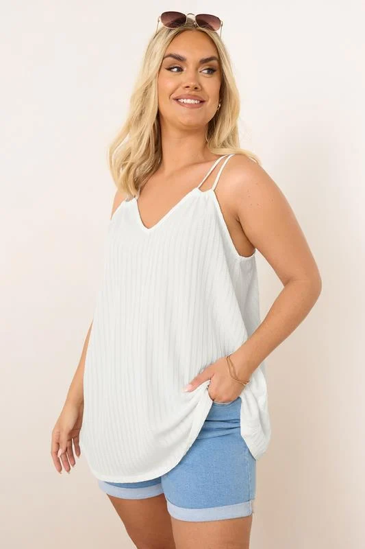 YOURS Curve White Textured Double Strap Cami Top