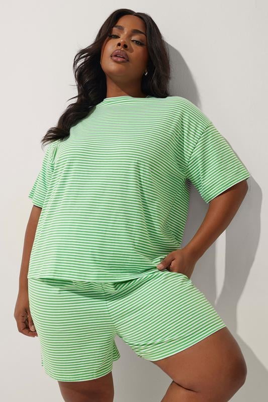 LIMITED COLLECTION Curve Green Stripe Boxy T-Shirt