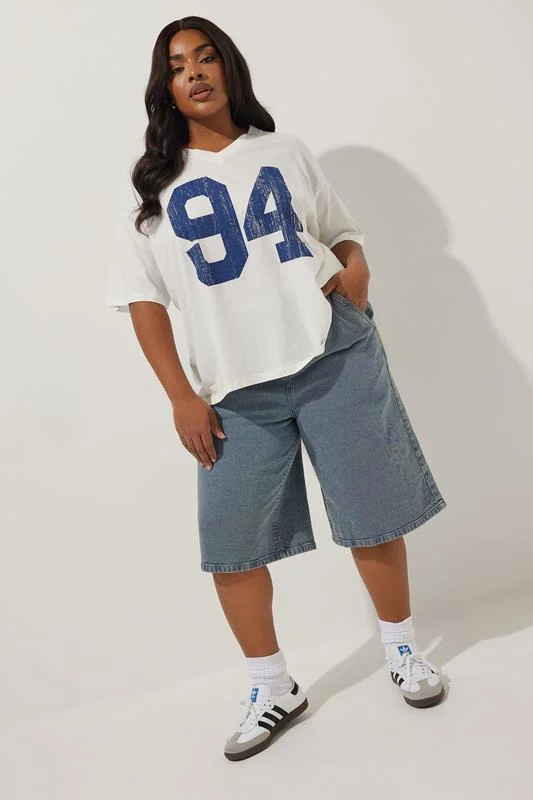 LIMITED COLLECTION Curve Blue Boxer Detail Denim Jorts