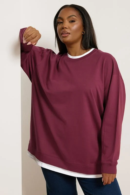 YOURS Curve Burgundy Red 2-In-1 Jumper