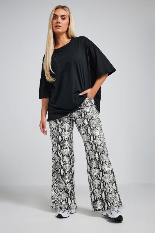 LIMITED COLLECTION Curve Grey Snake Print Wide Leg Jeans