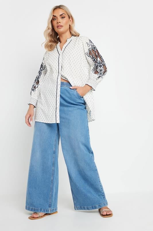 YOURS Curve White Dobby Floral Blouse 4 YOURS Curve White Dobby Floral Blouse