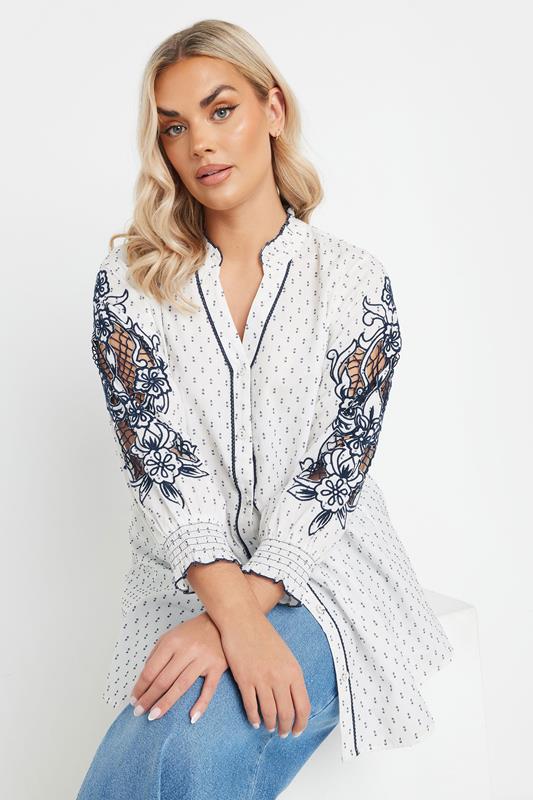 YOURS Curve White Dobby Floral Blouse 5 YOURS Curve White Dobby Floral Blouse