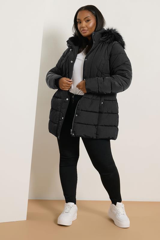 Yours Curve Black Short Puffer Coat 3 Yours Curve Black Short Puffer Coat
