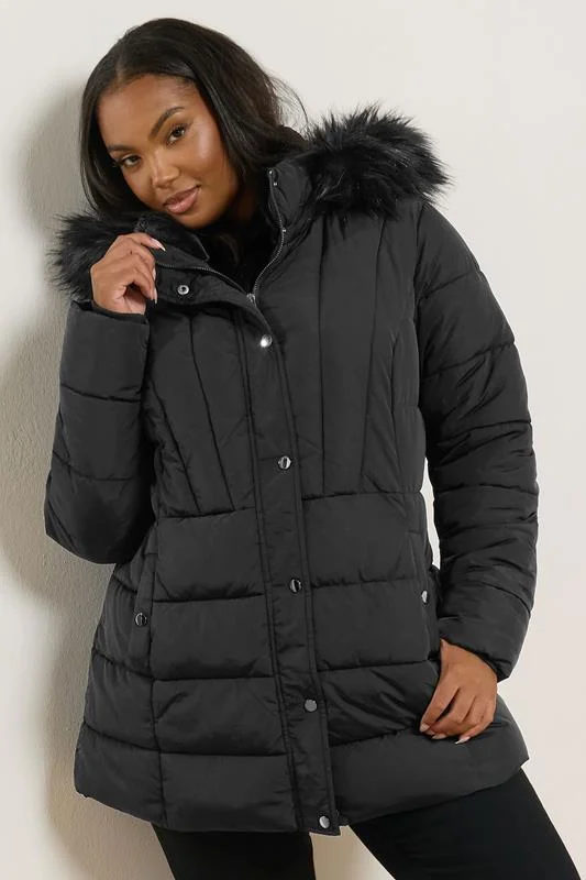 Yours Curve Black Short Puffer Coat 5 Yours Curve Black Short Puffer Coat