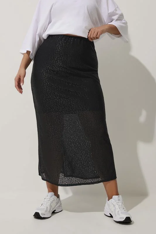LIMITED COLLECTION Curve Black Leopard Print Maxi Skirt