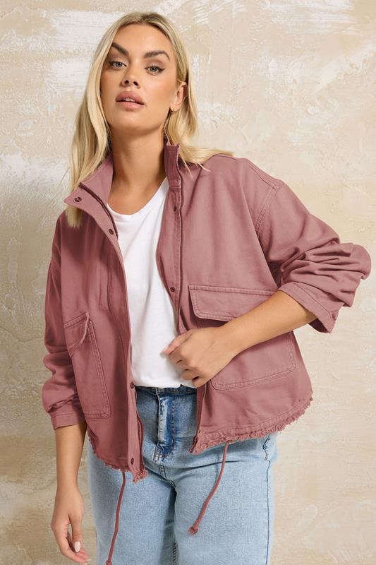 YOURS Curve Dusky Pink Drop Shoulder Twill Jacket