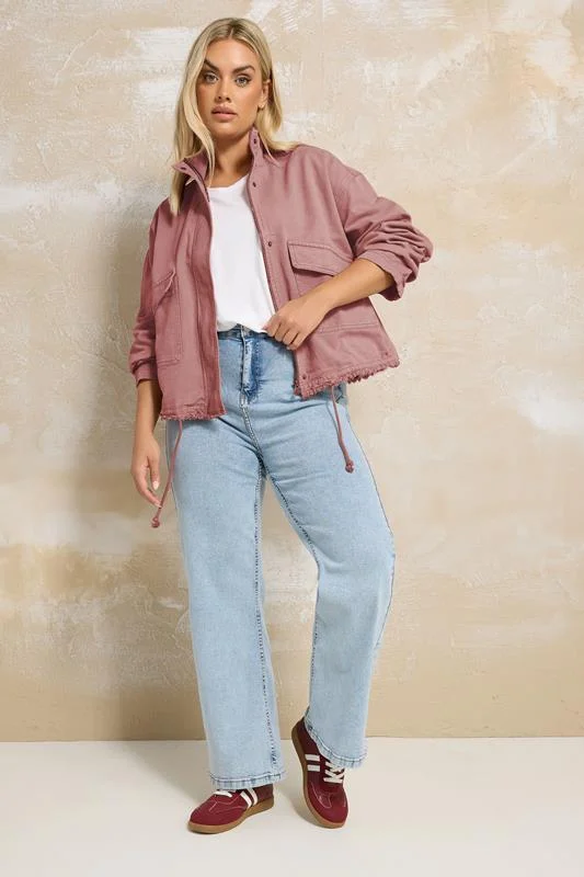 YOURS Curve Dusky Pink Drop Shoulder Twill Jacket 4 YOURS Curve Dusky Pink Drop Shoulder Twill Jacket