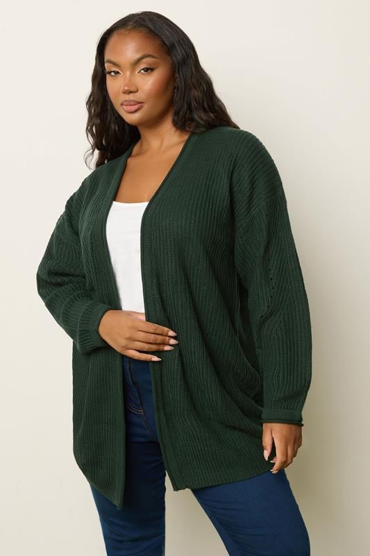 YOURS Curve Forest Green Knitted Cardigan