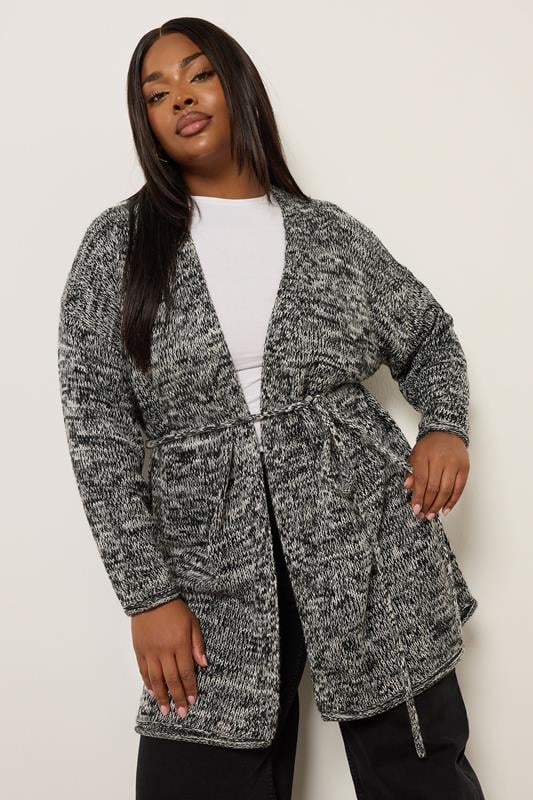 YOURS Curve Black Twist Knit Belted Cardigan