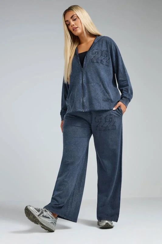 LIMITED COLLECTION Curve Navy Blue'22' Acid Wash Joggers