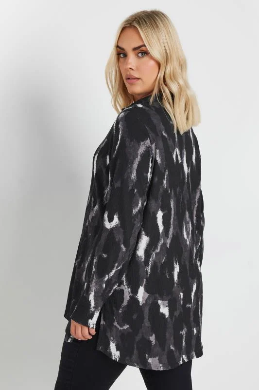YOURS Curve Black Abstract Blur Print Textured Shirt 4 YOURS Curve Black Abstract Blur Print Textured Shirt