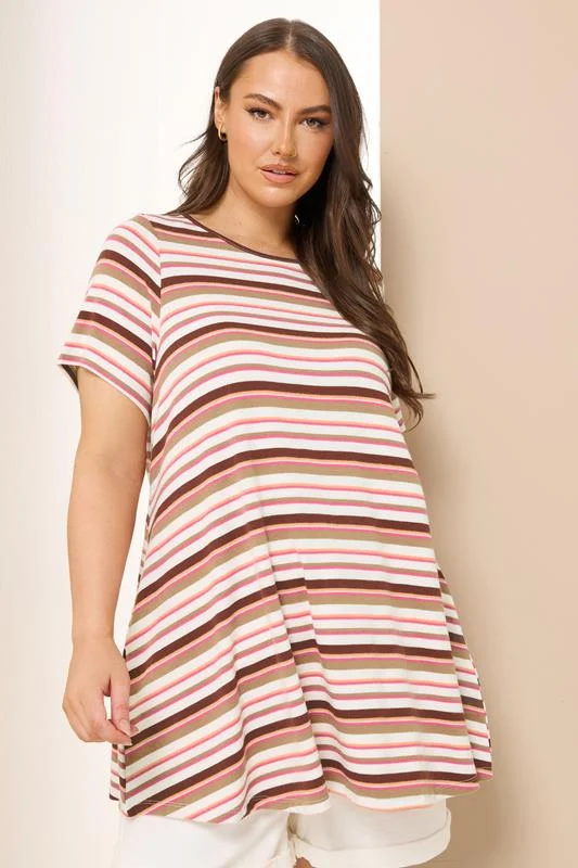 YOURS Curve Pink Stripe Swing Top