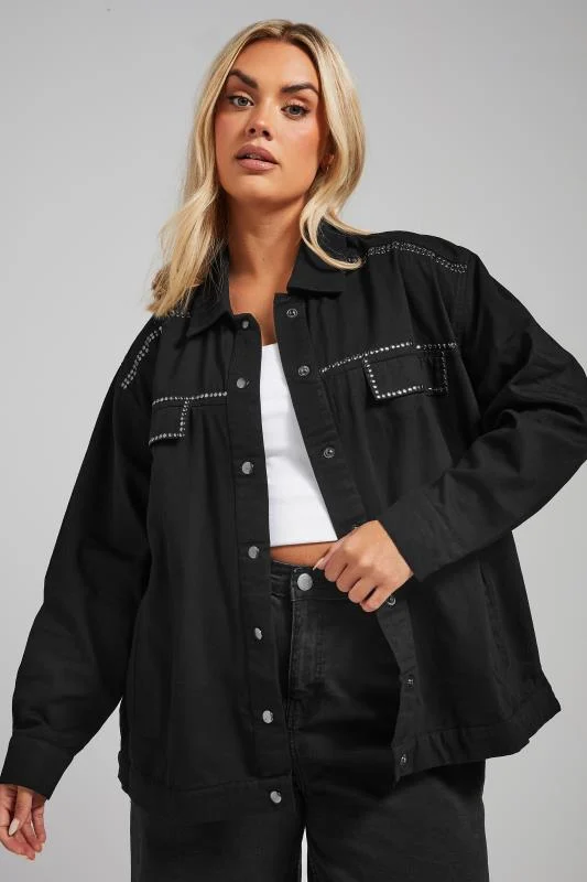 LIMITED COLLECTION Curve Black Stud Embellished Overshirt