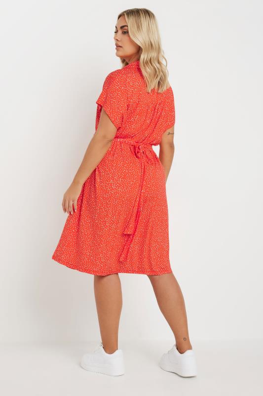 YOURS Curve Orange Dot Print Shirt Dress 4 YOURS Curve Orange Dot Print Shirt Dress
